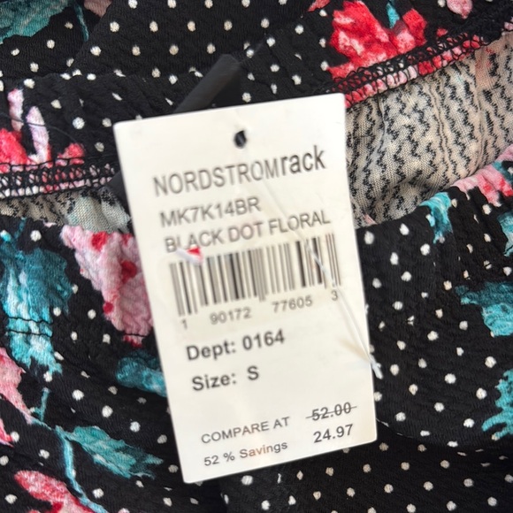 NWT Bobeau Black Midi Skirt with Pink and Blue Floral Print - Picture 5 of 5